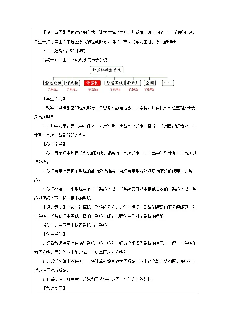 第2课 系统的构成 教学设计 2025-2026学年五年级下册信息技术浙教版第2页