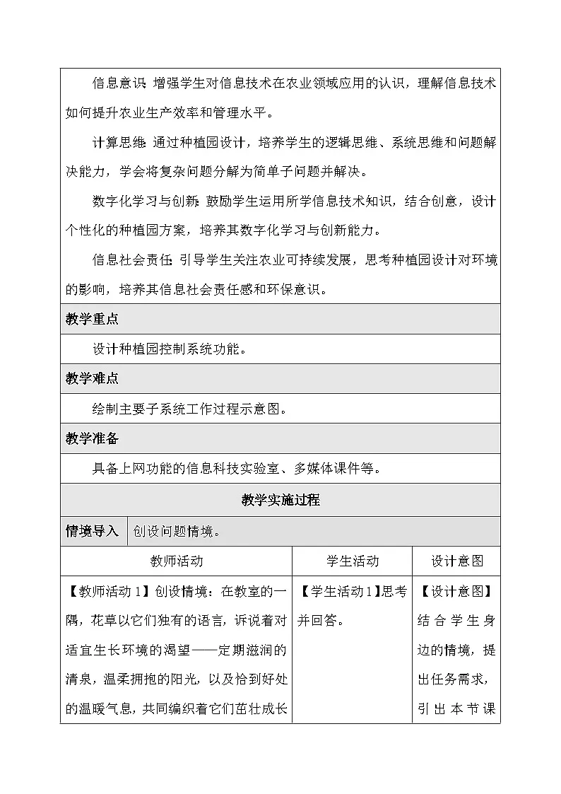 人教版（2024）六年级全一册信息科技第17课 设计我的种植园 教案第2页