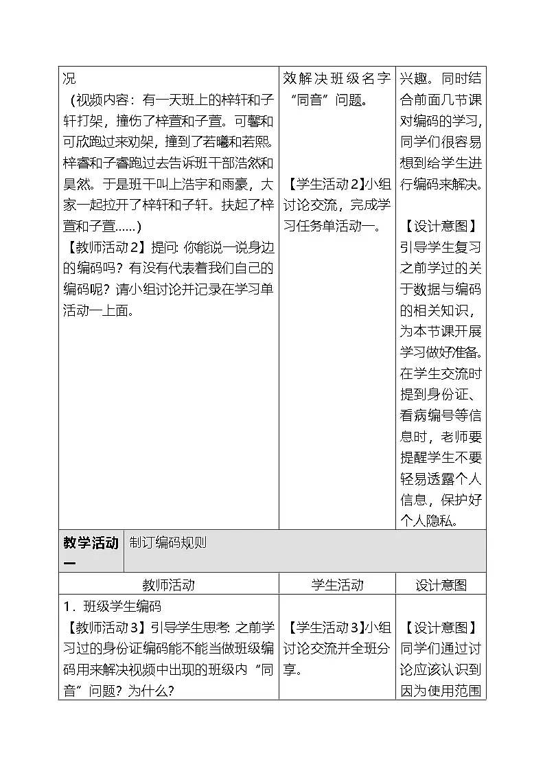 人教版（2024）四年级全一册信息科技15.自定编码讲规则 教案第3页