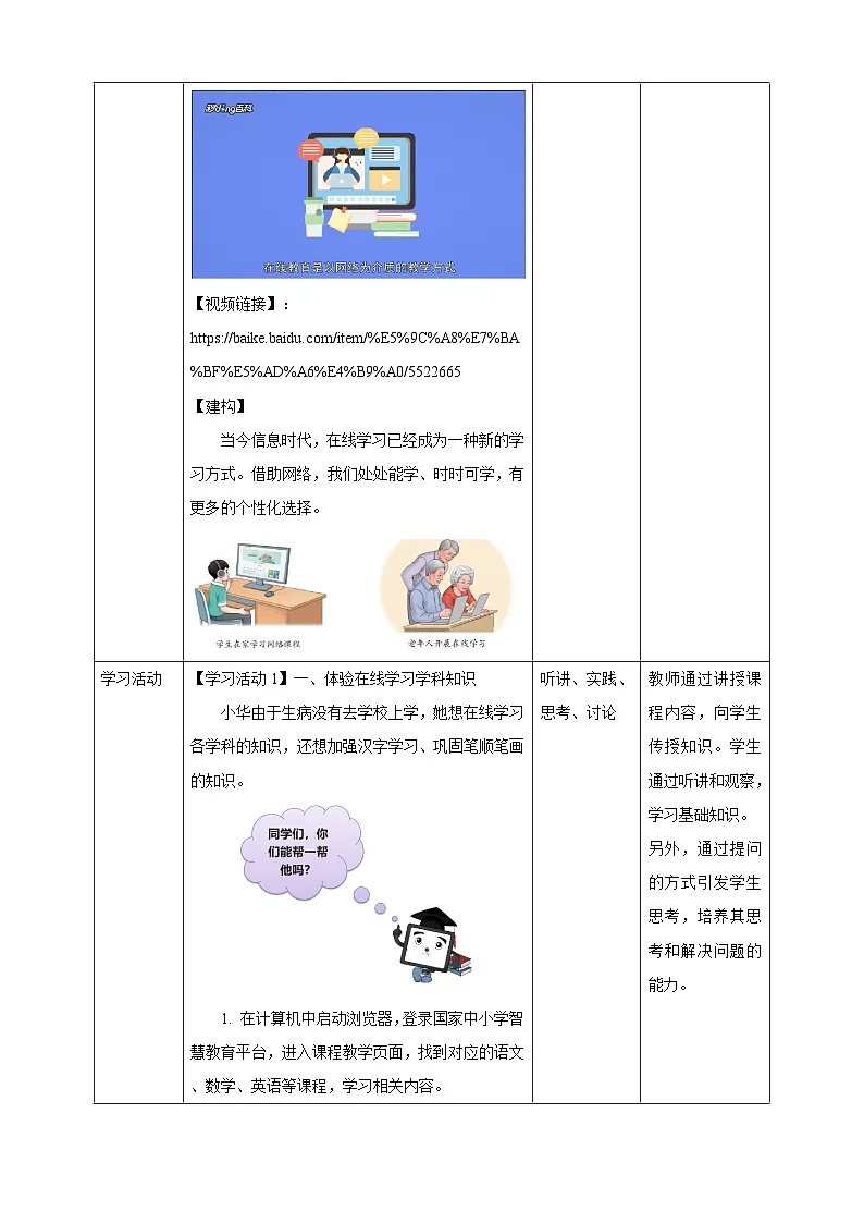 第20课 体验在线学习 教案第2页