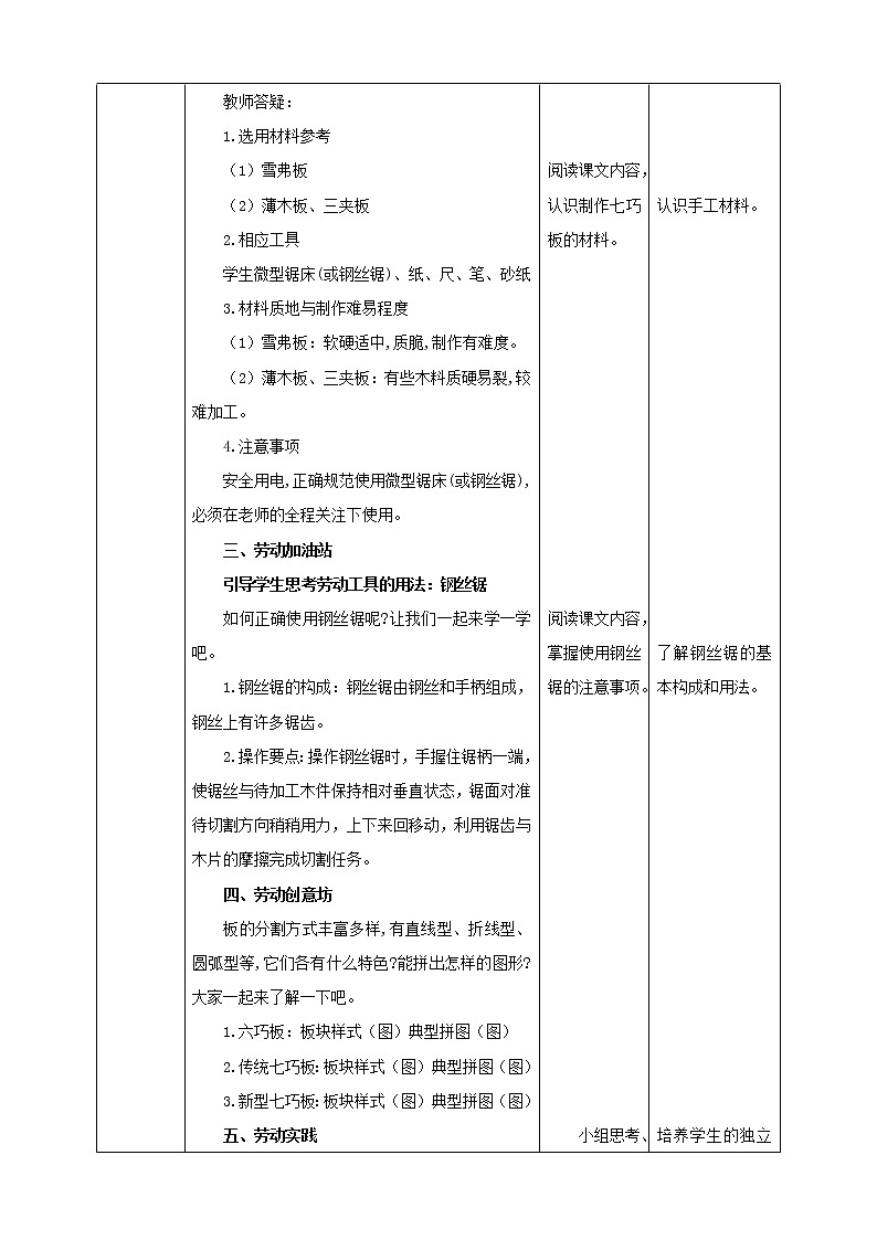 浙教版五上《劳动》项目二 任务二《制作七巧板》教案第2页