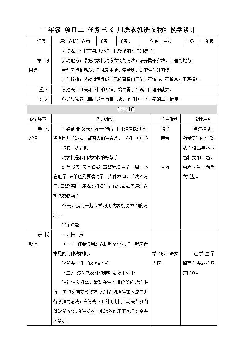 任务三《 用洗衣机洗衣物》课件+教案01