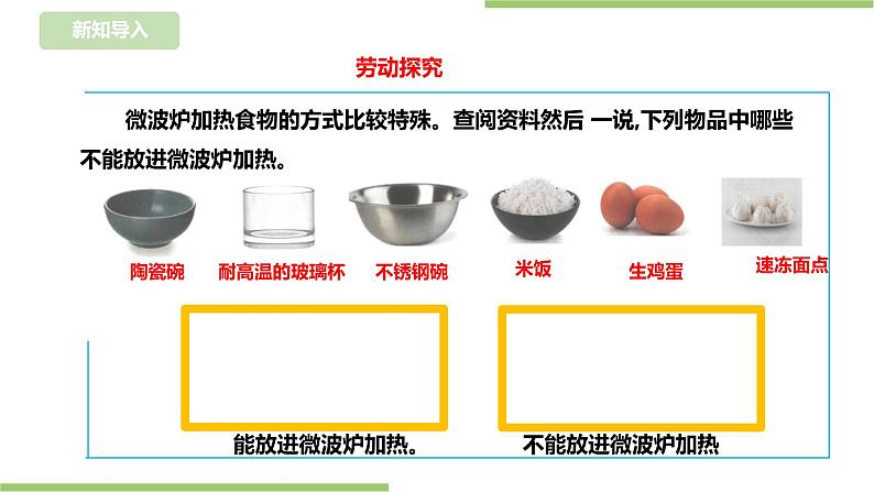 【浙教版】三年级下册《劳动》项目一 任务一 《用微波炉加热食物》  课件第3页