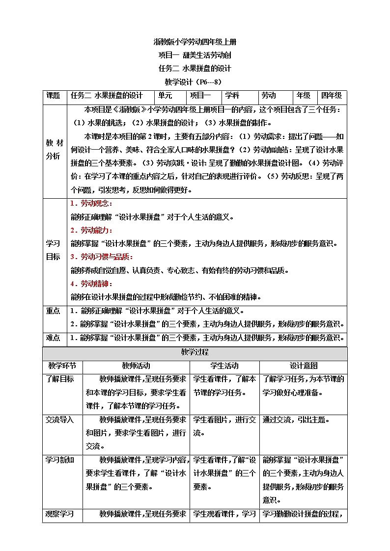 项目一 任务二《水果拼盘的设计》课件+教案＋素材01