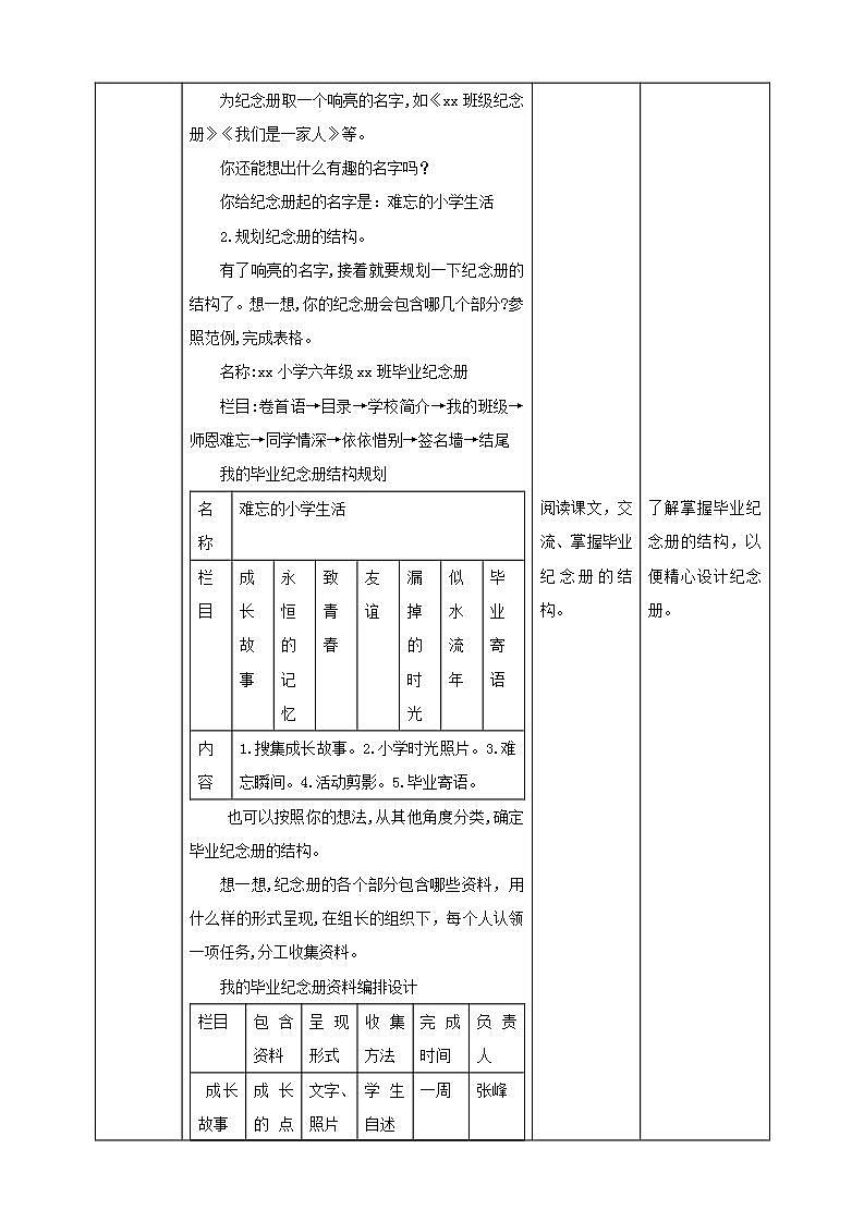 北师大版劳技六年级教案第12课《设计毕业纪念册》教案02