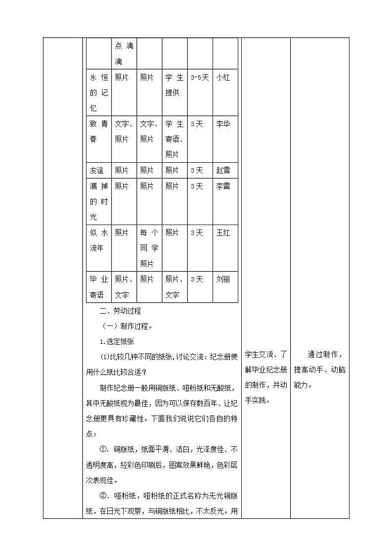 北师大版劳技六年级教案第12课《设计毕业纪念册》教案03