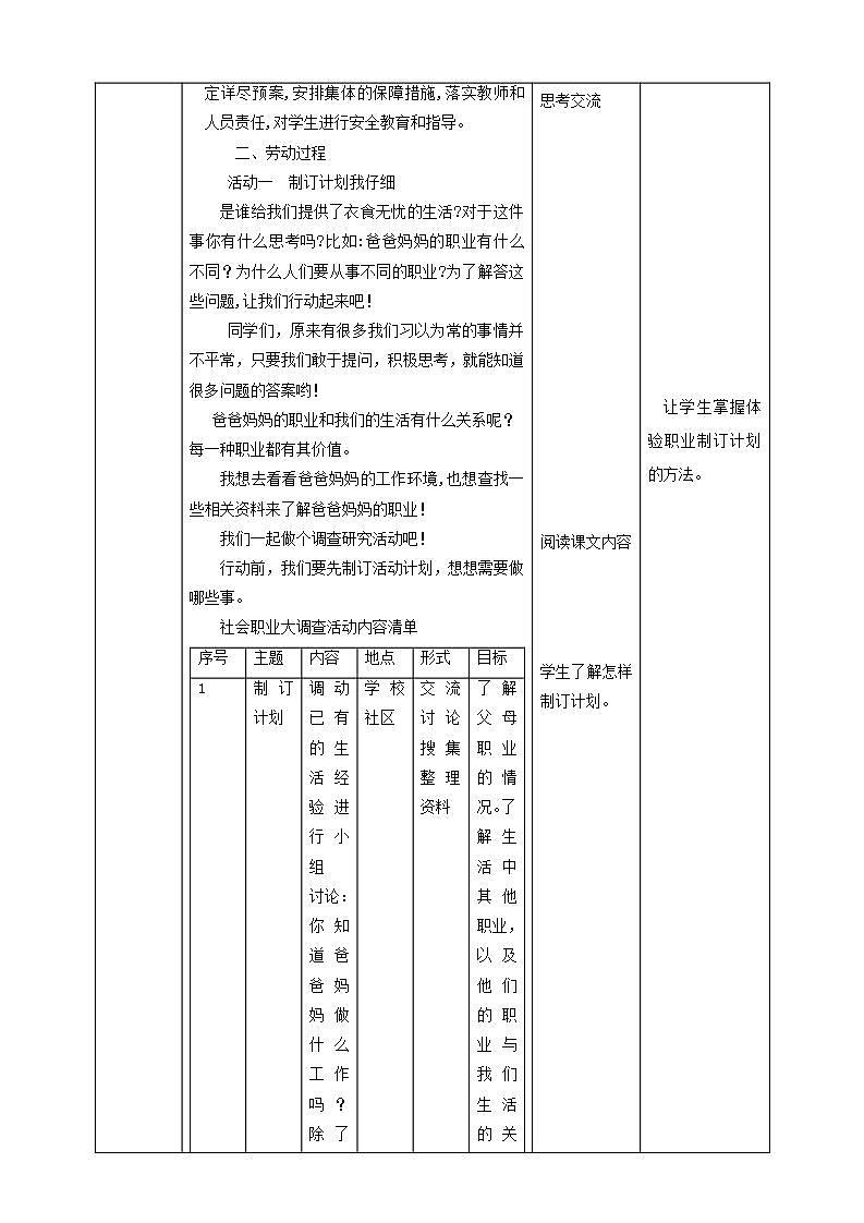 北师大版劳技三年级教案《劳动实践指导手册》第15课《社会职业大调查》 教案第2页