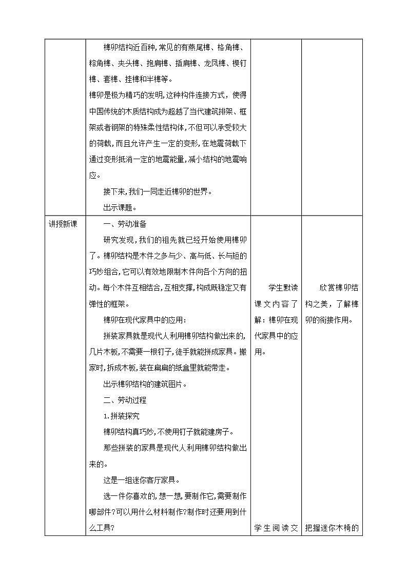 北师大版劳技五年级教案第12课《 拼装家具真有趣》教案第2页