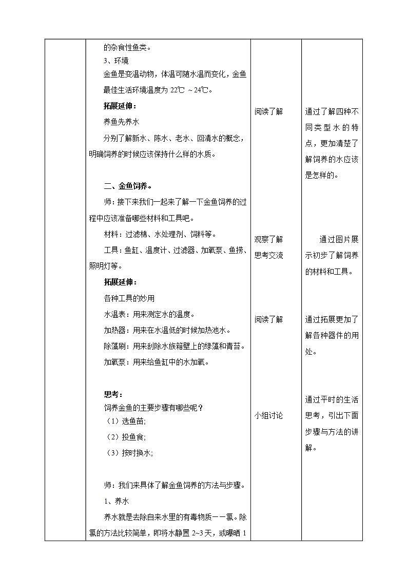 湘教版（广西）劳技小学高年级教案第二单元第8课《金鱼饲养》教案第2页