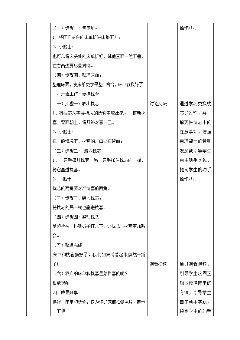 【人教版】二下劳技  项目三 更换床单和枕套 课件＋教案+素材02