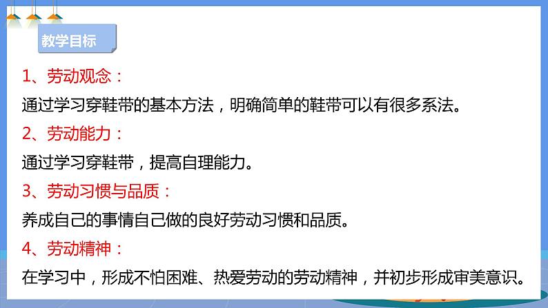 【人教版】《劳动教育》三下 劳动项目二 穿鞋带   课件第2页