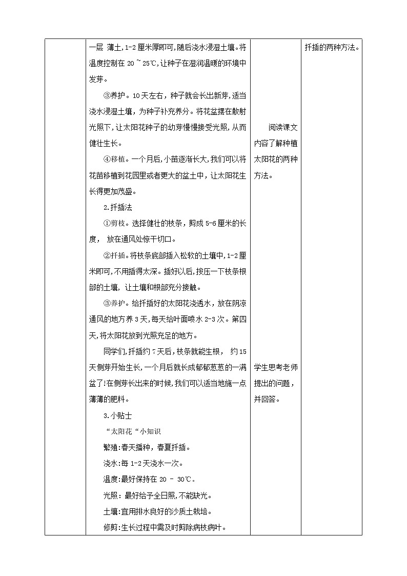 北师大版《劳动实践指导手册》二年级下册 11.《 一起来种太阳花》教案第2页