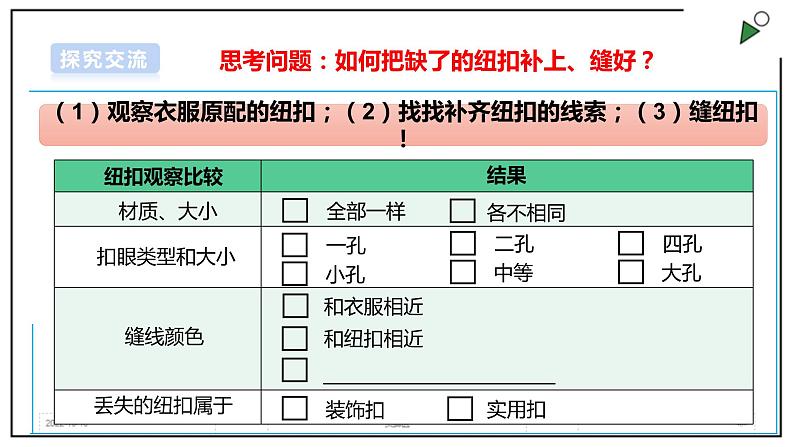 浙教版劳动三上项目一 任务一《小纽扣 自己缝》 课件+教案+素材07