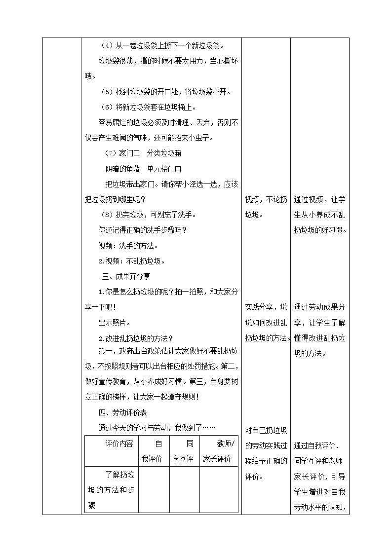 【核心素养目标】人教版《劳动教育》一上 第二章 家务劳动 小帮手  劳动项目六《扔垃圾》 教案第2页