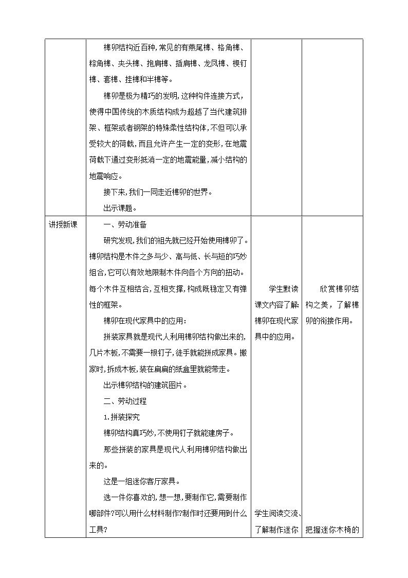 北师大版劳技五年级 第12课《拼装家具真有趣》教案第2页