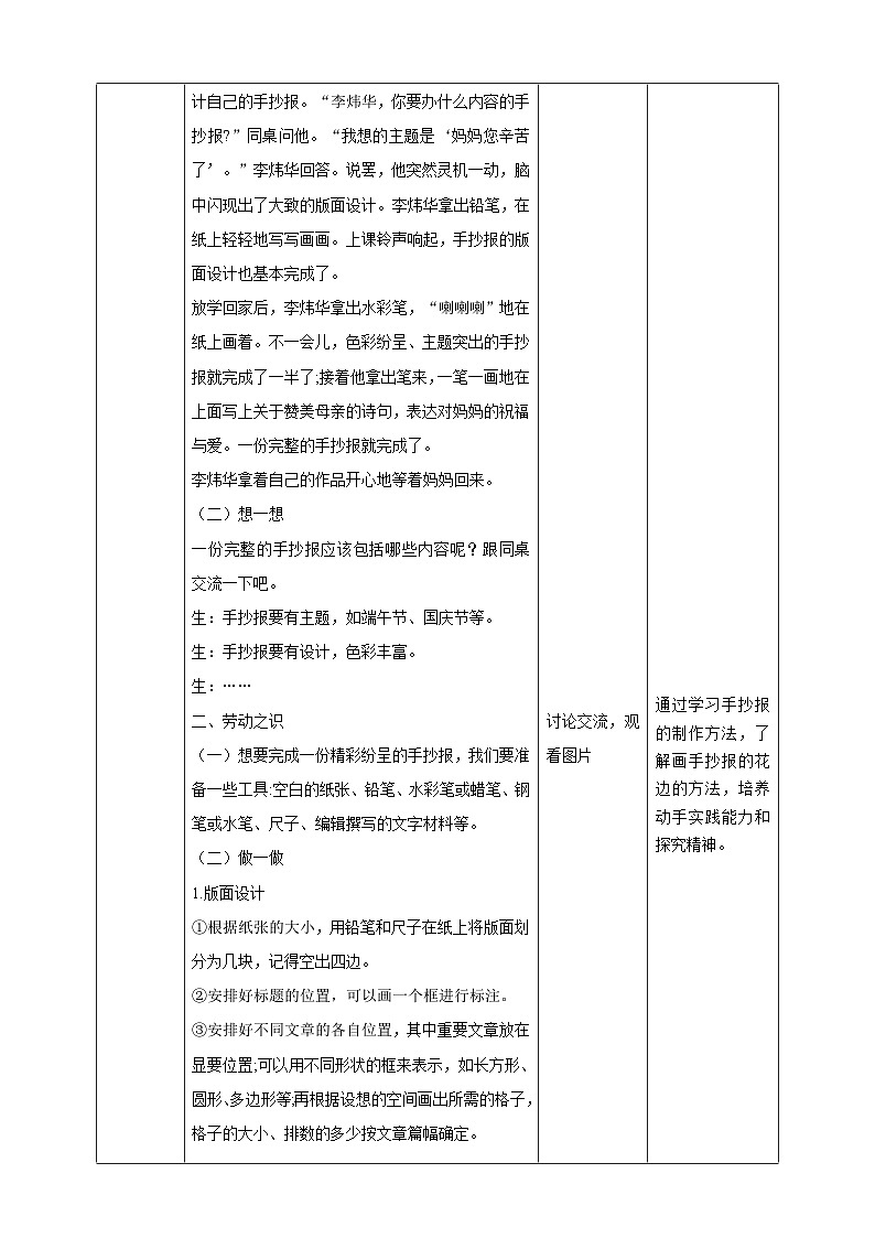 【湘教版】《劳动教育》六年级下册  第6课 小小手抄报  教学设计第2页