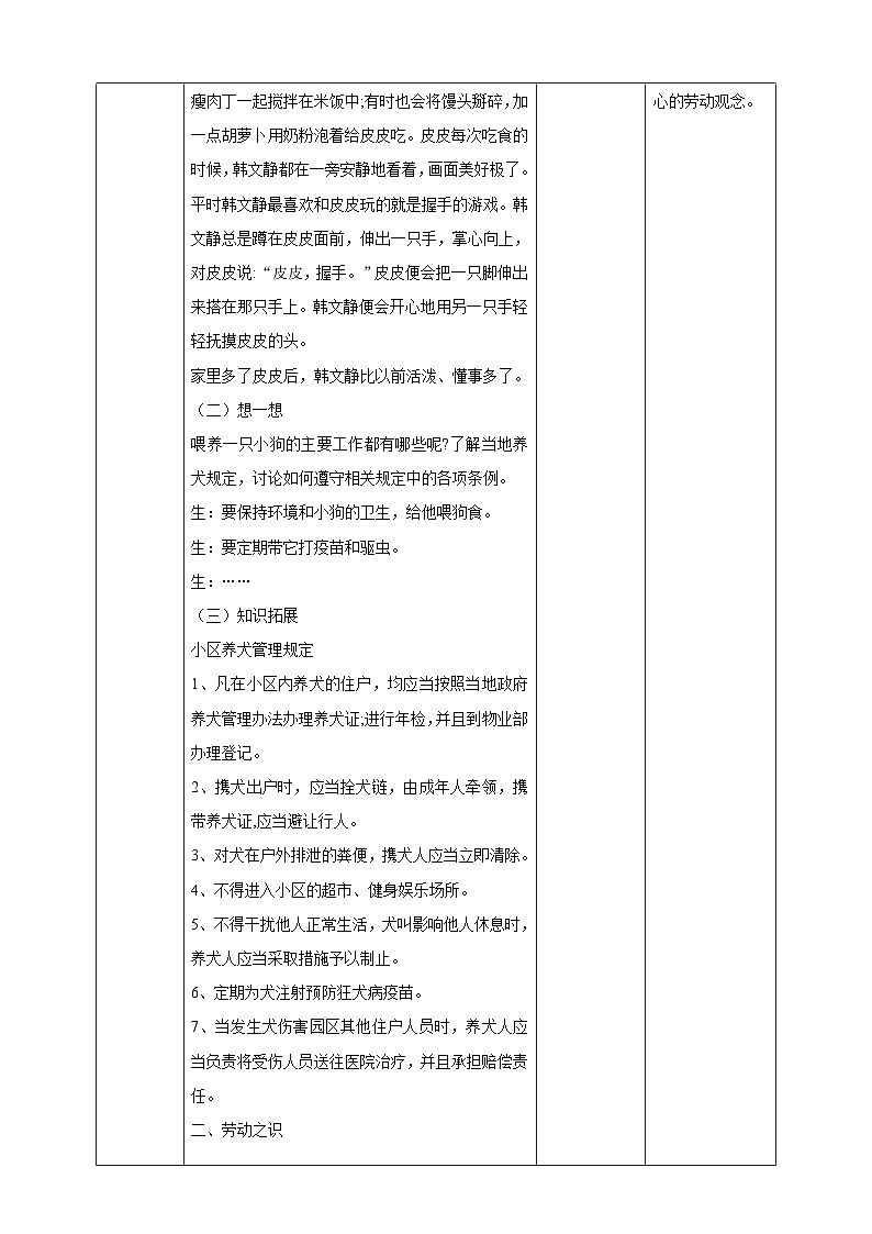 【湘教版】《劳动教育》五年级下册  第3课 萌宠大作战 教学设计第2页