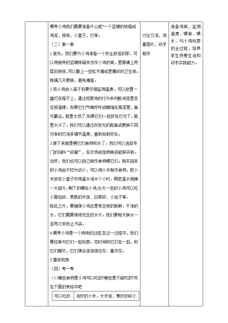 【湘教版】《劳动教育》四年级下册  第3课 喂养小鸡  教学设计第3页