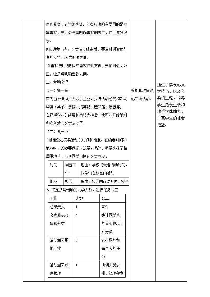 【湘教版】《劳动教育》四年级下册   第7课 爱心义卖  教学设计第3页