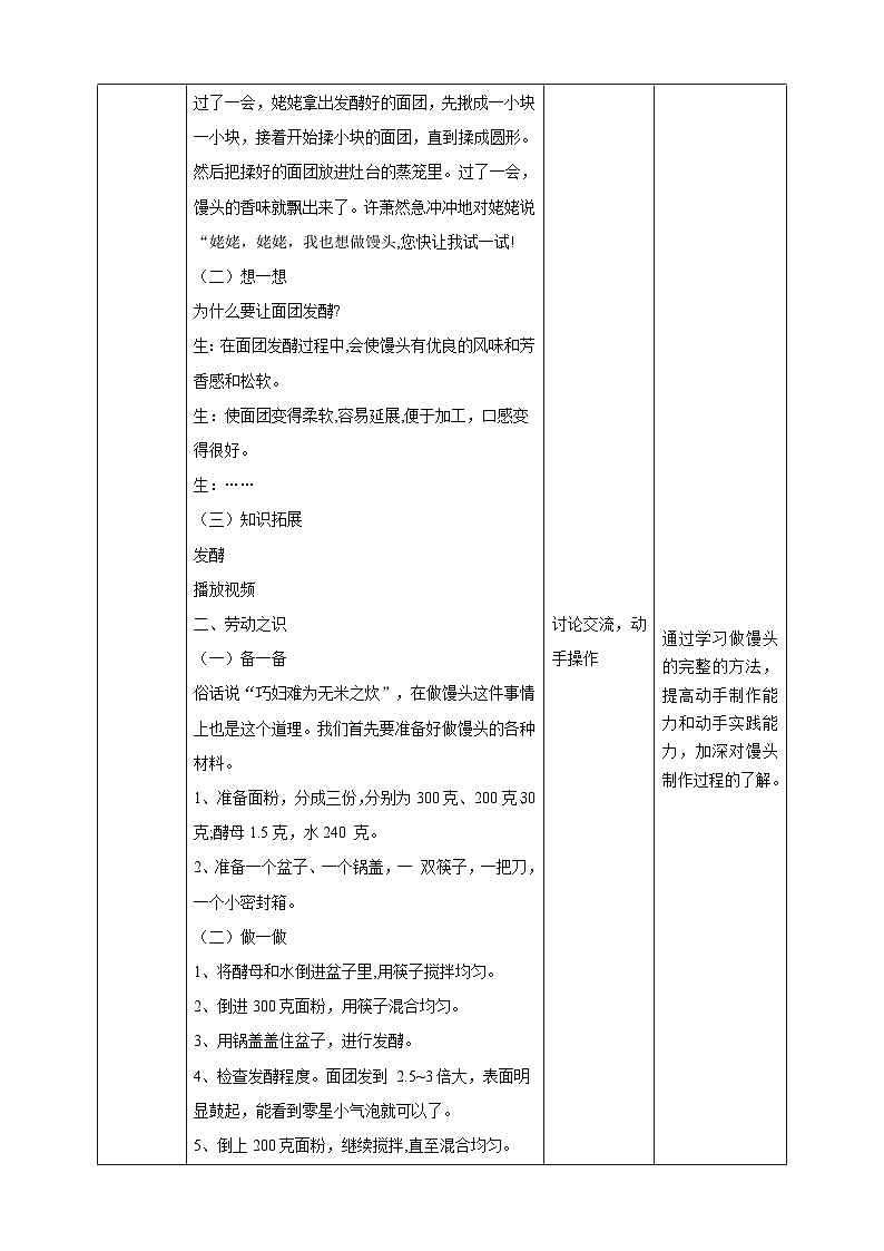 【湘教版】《劳动教育》二年级下册   第6课 可爱的小馒头  教学设计第2页