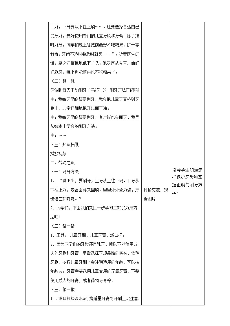 【湘教版】《劳动教育》一年级下册 第1课 天天爱刷牙 教学设计第2页