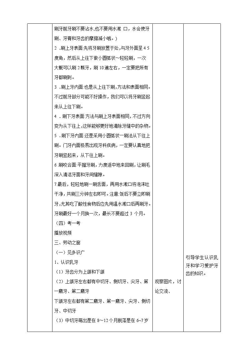 【湘教版】《劳动教育》一年级下册 第1课 天天爱刷牙 教学设计第3页