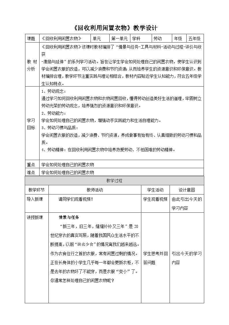 第1课 回收利用闲置衣物第1页