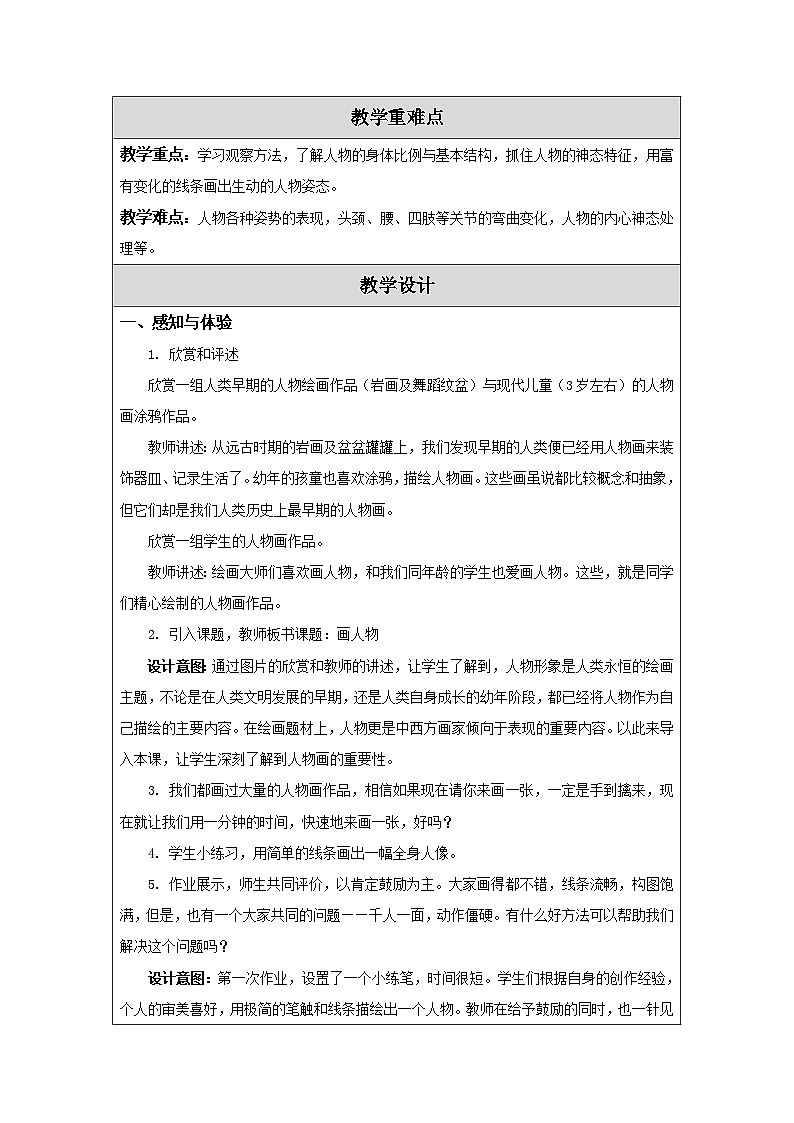 苏少版美术六年级上册 8《画人物》表格式教案02