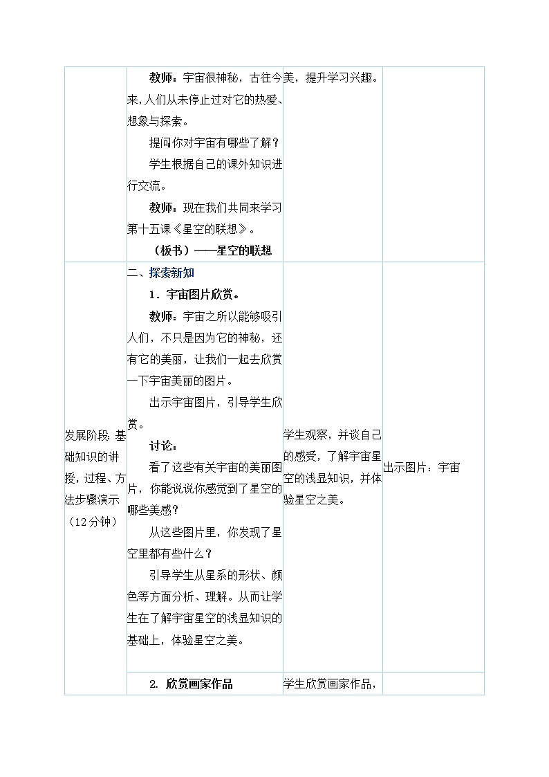 三年级上册美术教案 第8课《星空的联想》人教新课标（2014秋）02