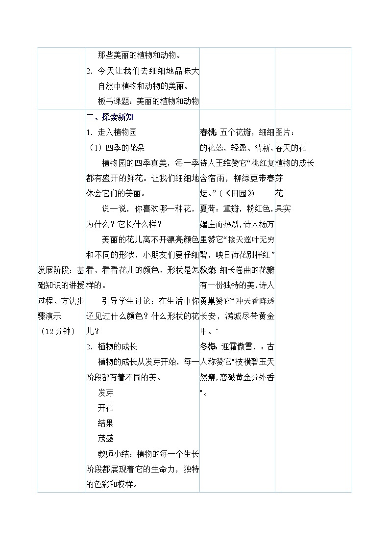 一年级上册美术教案 第20课《美丽的植物和动物》人教新课标（2014秋）02