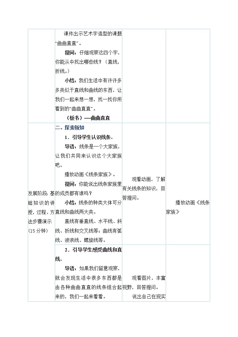 三年级下册美术教案第3课《曲曲直直》人教新课标（2014秋）02