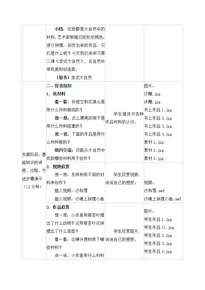 一年级下册美术教案第2课《走近大自然》人教新课标（2014秋）第2页