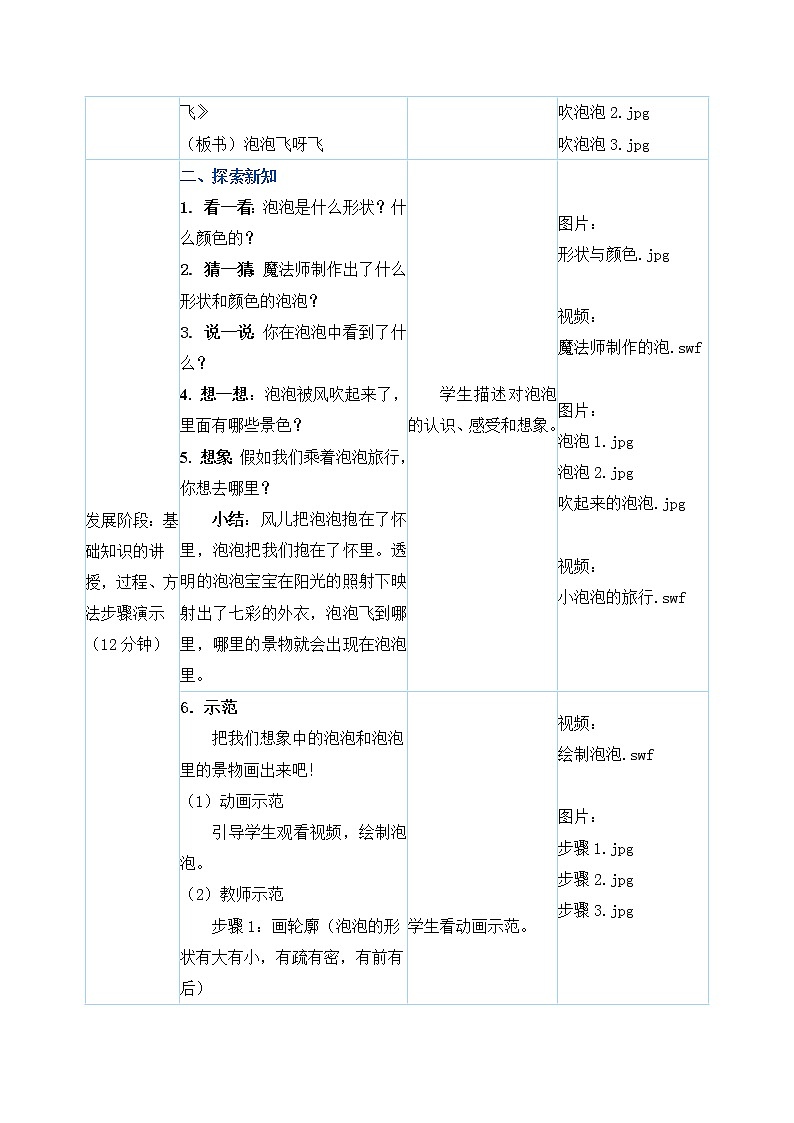 一年级下册美术教案第10课《泡泡飞呀飞》人教新课标（2014秋）02