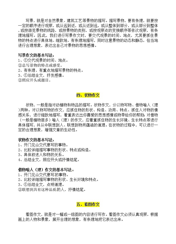 部编版小学语文小升初写作作文专题——1.作文的分类概述02