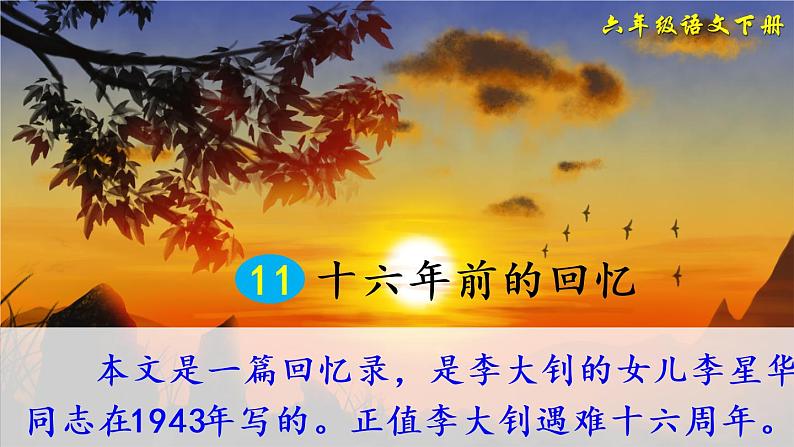 11 十六年前的回忆 PPT（部编版）课件01