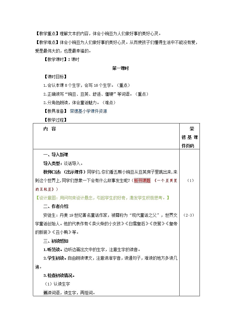 5.一个豆荚里的五粒豆（教案）第3页