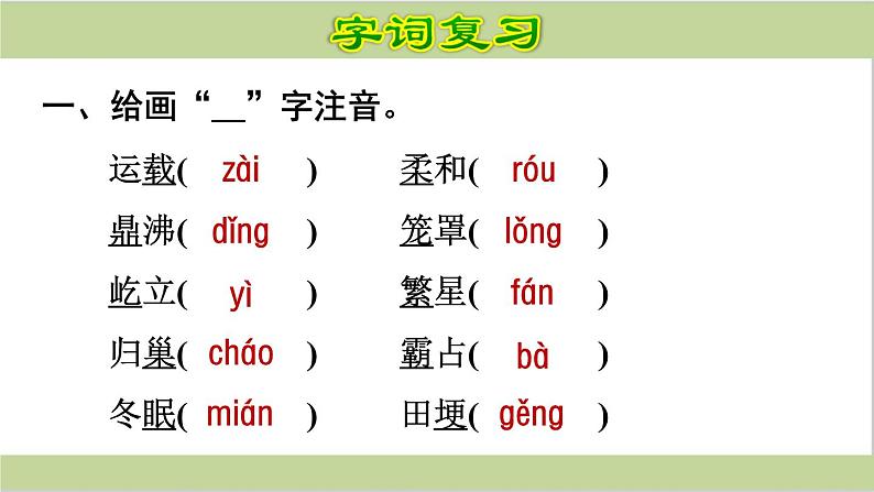 部编(统编)四年级上册小学语文期末复习课件(按单元复习)PPT03