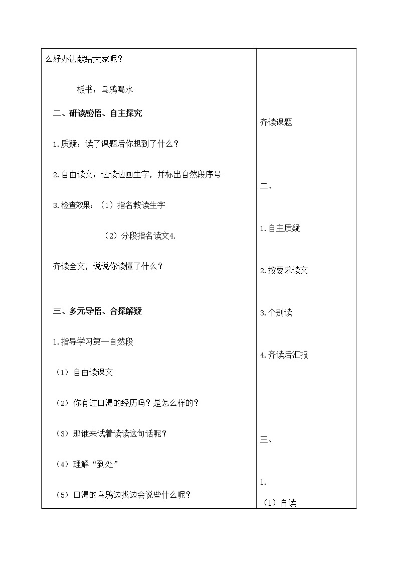一年级上册语文教案  13《乌鸦喝水》人教部编版第2页