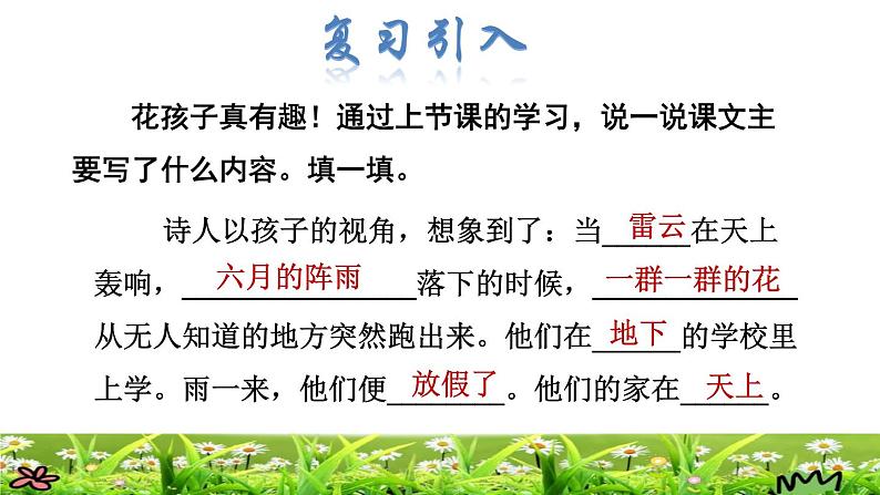 部编版三年级上册语文授课课件 第1单元  2.花的学校品读释疑课件02