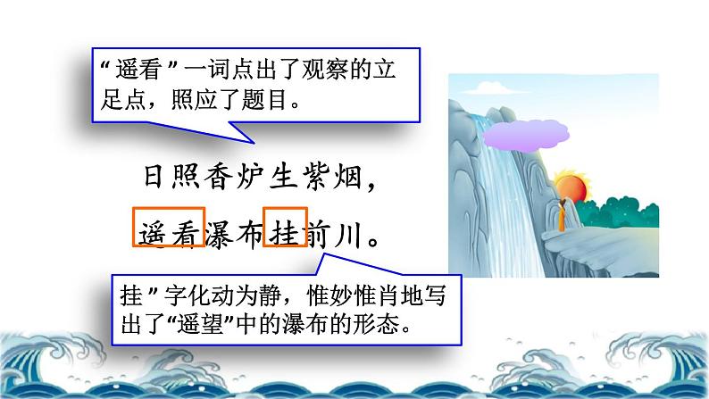 部编版二年级上册语文 第4单元 8 古诗二首——望庐山瀑布品读释疑课件08