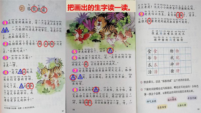 部编版二年级上册语文 第8单元 21  狐假虎威初读感知课件05