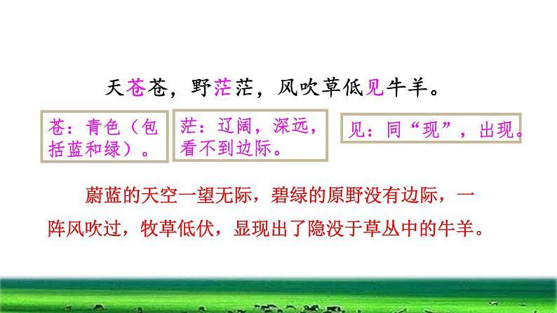 部编版二年级上册语文 第7单元 18 古诗二首——敕 勒 歌品读释疑课件第4页