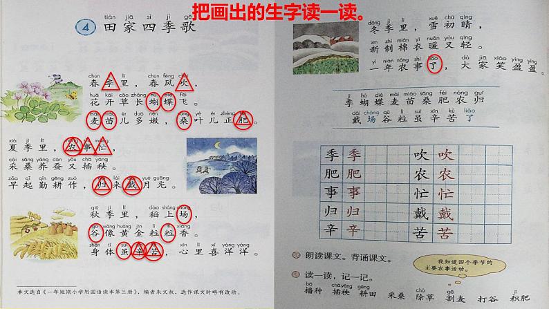 部编版二年级上册语文 第2单元 4.田家四季歌初读感知课件第5页