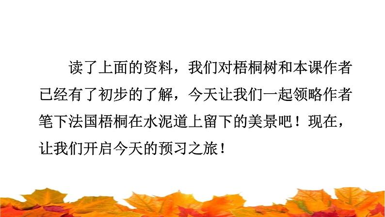 部编版三年级上册语文授课课件 第2单元 5.铺满金色巴掌的水泥道课前预习课件06