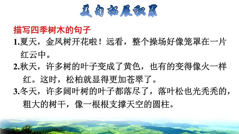 部编版三年级上册语文授课课件 第6单元  20 美丽的小兴安岭拓展积累课件第4页