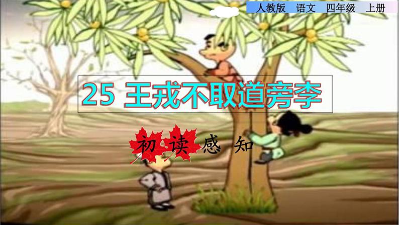 部编版四年级上册语文 第八单元 25.王戎不取道旁李初读感知课件01