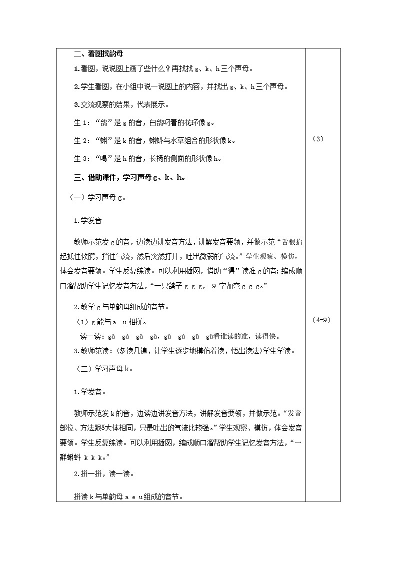 部编版一年级上册语文 第2单元 5.g k h（教案）02