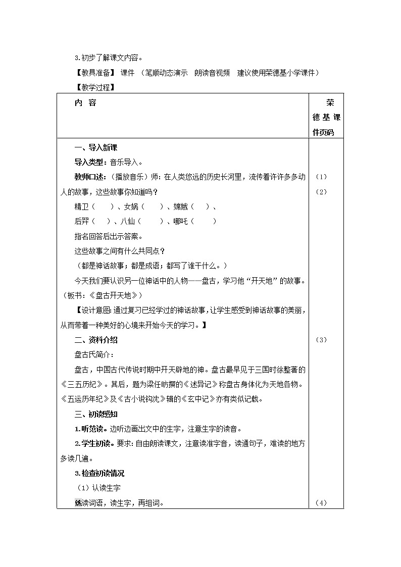 部编版四年级上册语文 第四单元 12.盘古开天地（教案）03