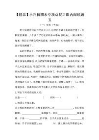 【优质】人教部编版 小升初语文期末专项总复习课内阅读题五（5篇）（含答案）