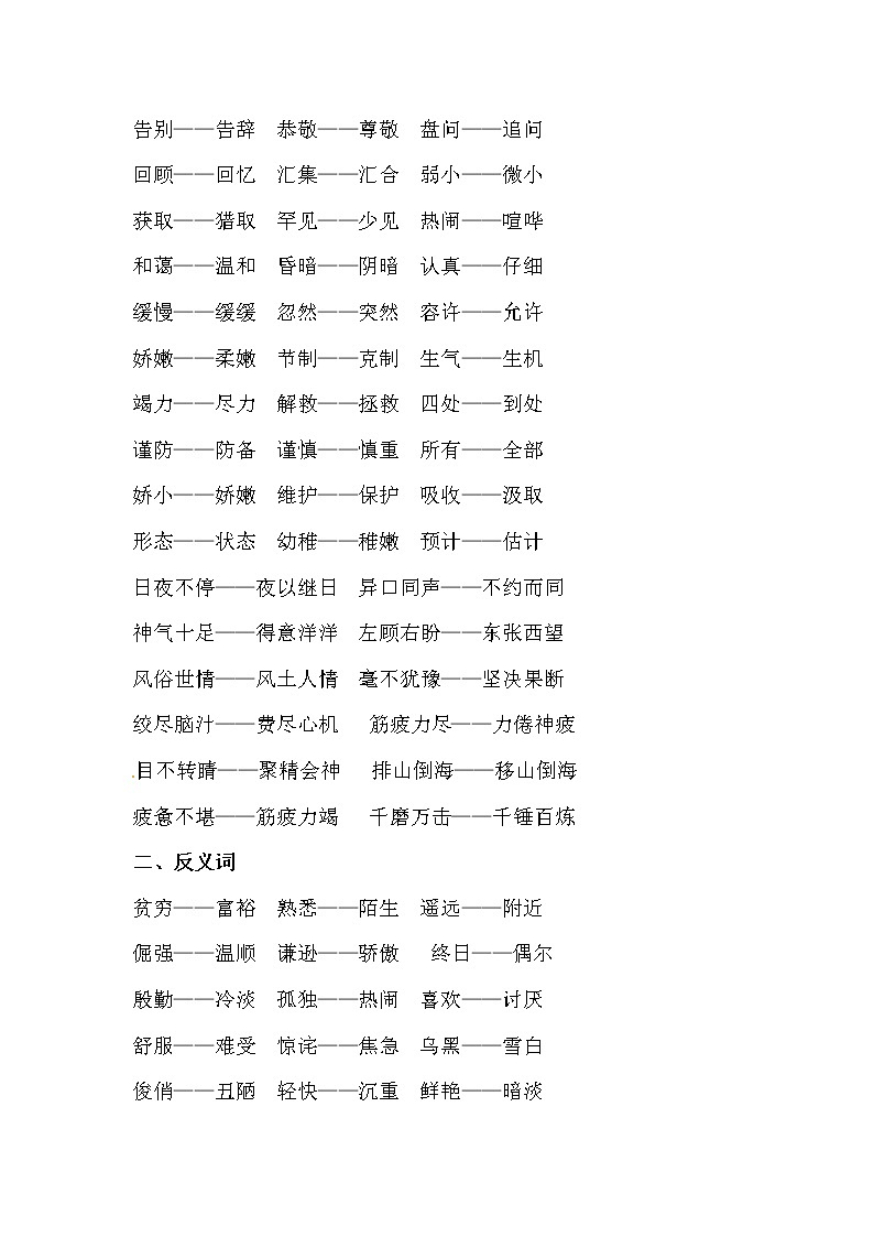 【优质】小升初语文期末专项总复习汇总近、反义词、成语大全（二） 练习02